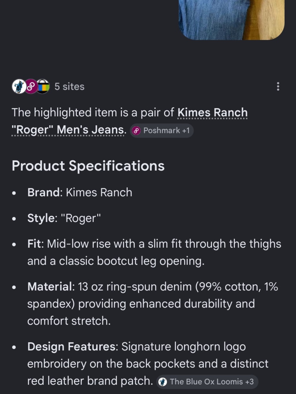 Kimes Ranch Men's Dark Blue Bootcut Jeans - Picture 7 of 7